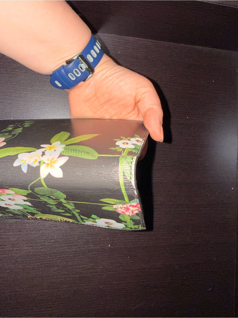 Ted Baker Floral Zip-Around Wallet in Black, Green & Pink - Picture 6 of 7